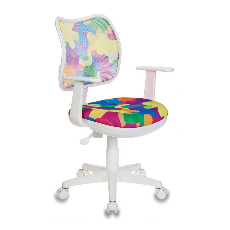 Кресло детское Бюрократ CH-W797/ABSTRACT спинка сетка мультиколор абстракция сиденье мультиколор абстракция (пластик белый) главное фото