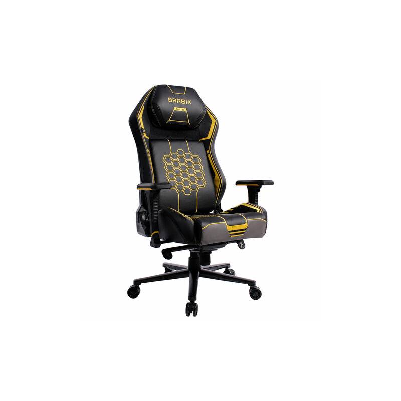 Кресло  PREMIUM "Tanos GM-180", мультиблок, 4D подлокотники, литой поролон, черное/желтое, 532953 главное фото